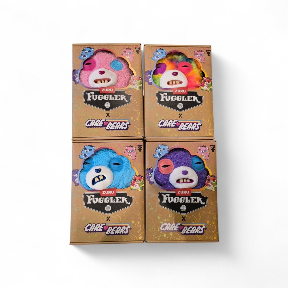 Fuggler x Care Bears Complete Set Of 4 Share Cheer Gumpy Togetherness Funny